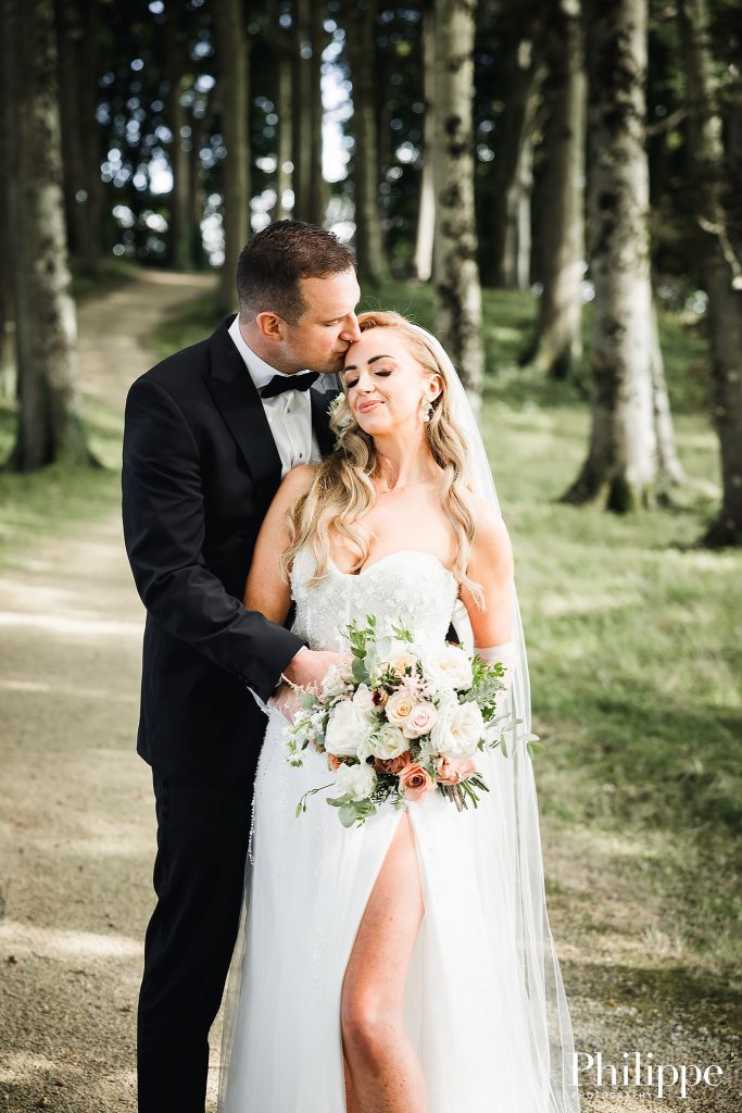 Bride and Groom portrait at Glasson Lakehouse