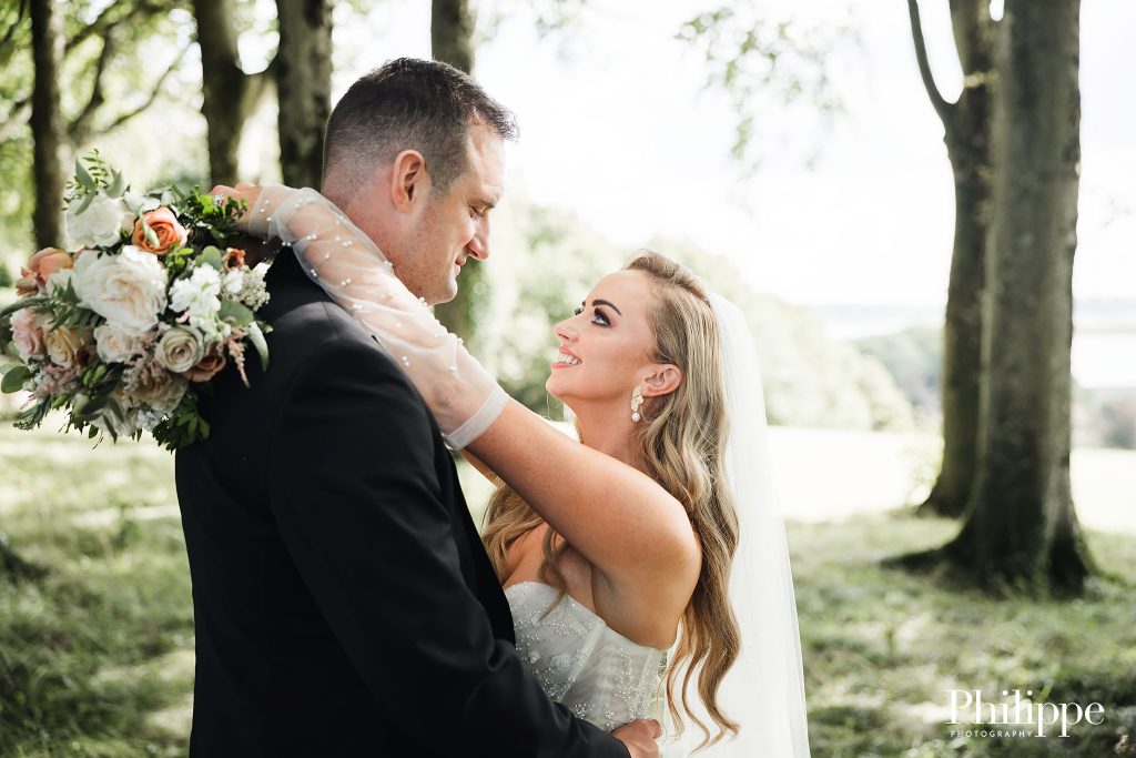 Bride and Groom portrait at Glasson Lakehouse