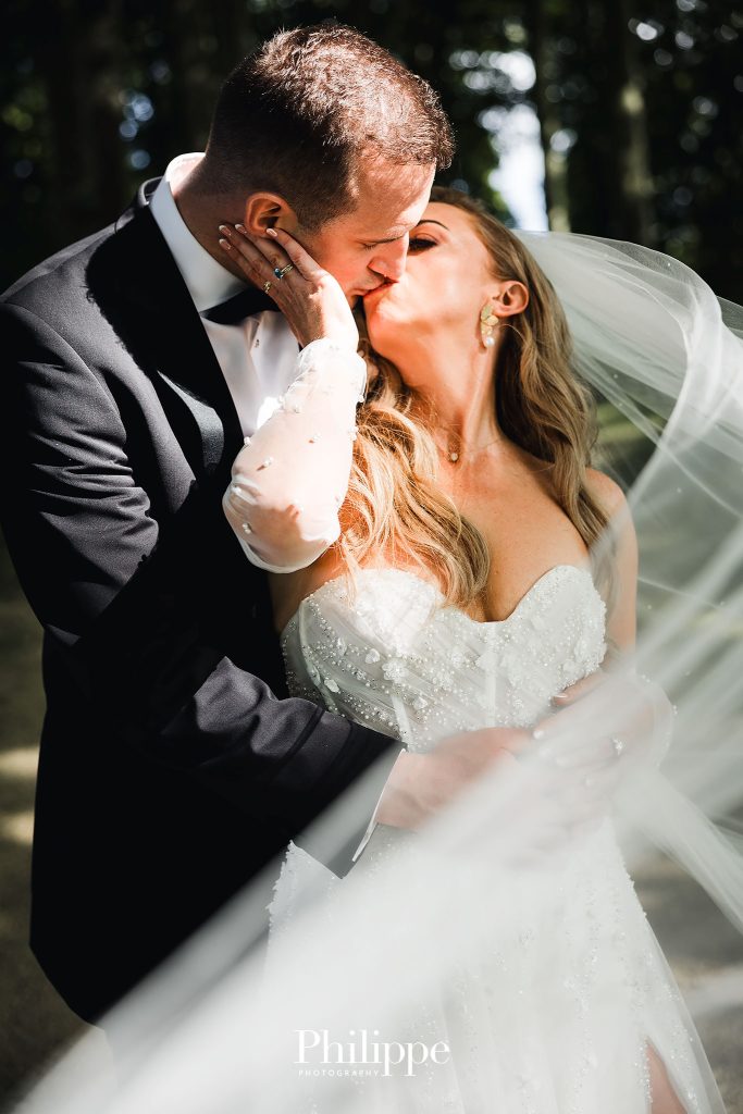 Bride and Groom portrait at Glasson Lakehouse