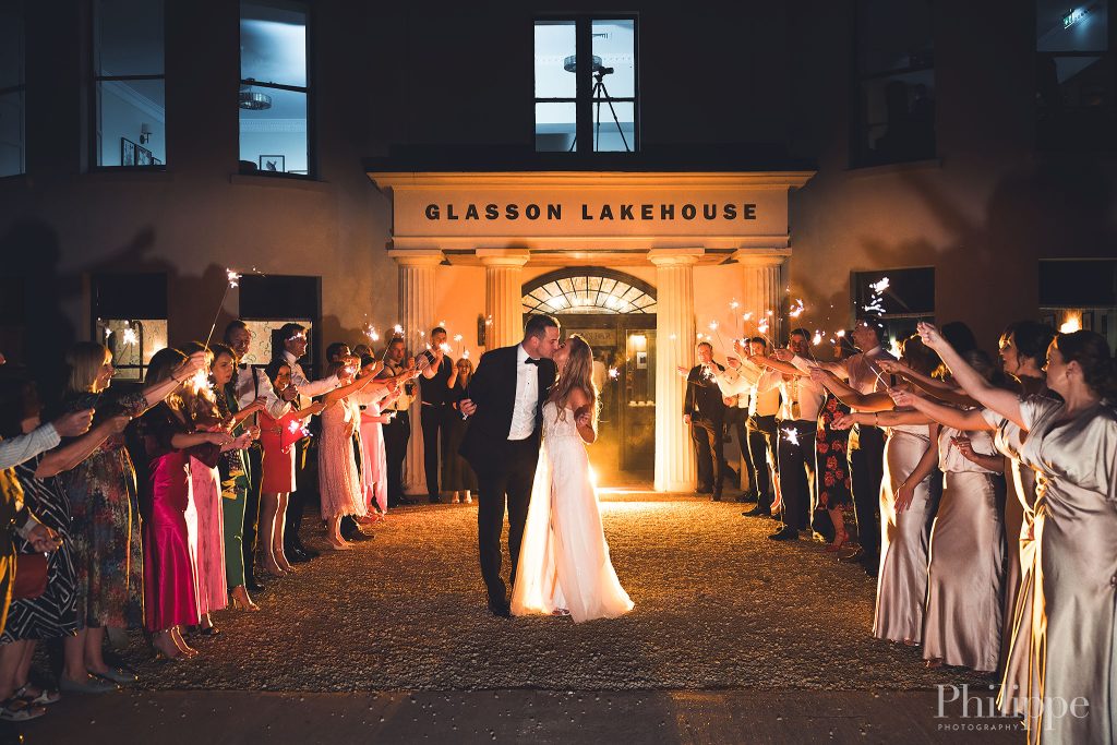 Bride and Groom portrait at Glasson Lakehouse